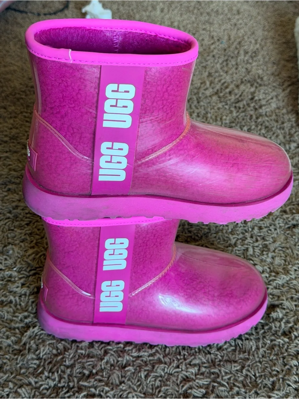 UGG Classic Clear Mini Pink Waterproof Boots Size 7